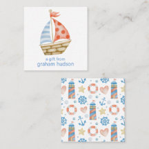 Watercolor Nautical Sailboat Gift Enclosure