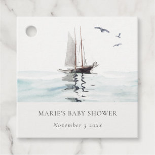 Watercolor Nautical Sailing Yacht Baby Shower Favour Tags