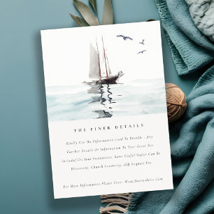 Watercolor Nautical Sailing Yacht Wedding Details Enclosure Card