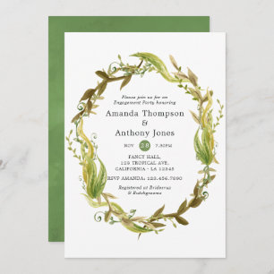 Watercolor Nautical Seaweed Engagement Party Invitation