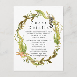 Watercolor Nautical Seaweed Wedding Guest Details Enclosure Card