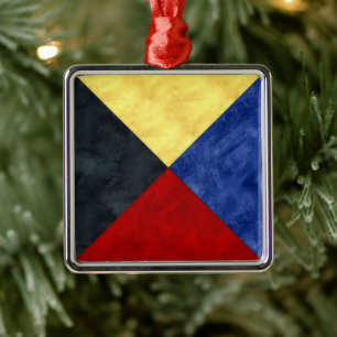 Watercolor Nautical Signal Maritime Flag Metal Ornament