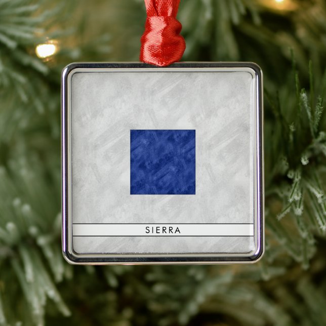 Watercolor Nautical Signal Maritime Flag Metal Ornament (Tree)