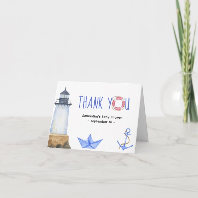 Watercolor nautical - thank you card (Front)
