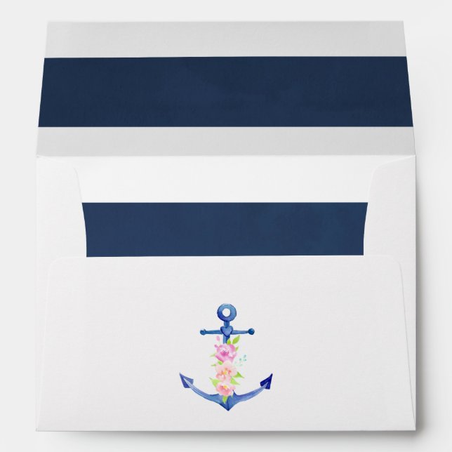 Watercolor Nautical Themed Envelope (Back (Bottom))