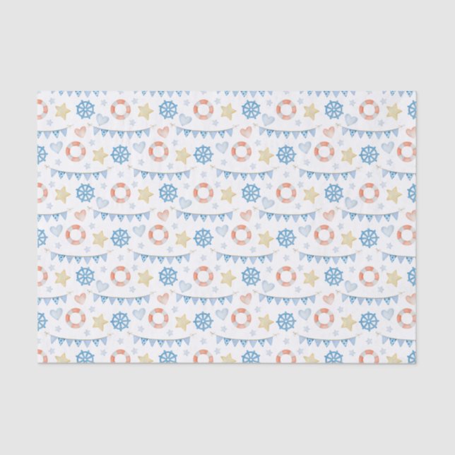 Watercolor Nautical  Tissue Paper (Front)