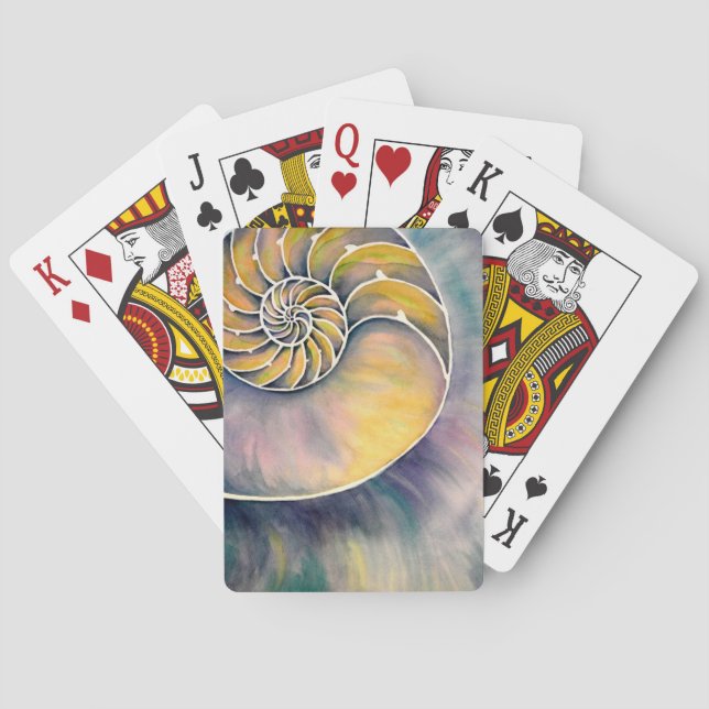 Watercolor Nautilus Playing Cards (Back)