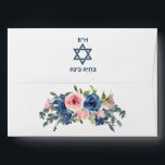 Watercolor Navy and Blush Floral Bat Mitzvah Envelope<br><div class="desc">Trendy blush pink and navy blue floral bat mitzvah envelopes customisable to your event specifics.</div>