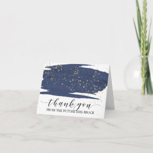 Watercolor Navy and Gold Future Mrs Thank You Card