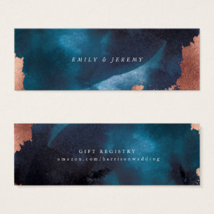 Watercolor Navy Blue Moody Rose Gold Gift Registry