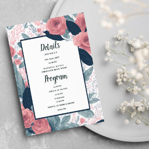 Watercolor navy blue pink floral Details Program