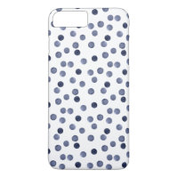 Watercolor navy circles polka dot hand drawn on wh