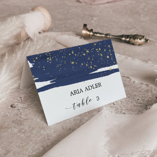 Watercolor Navy & Gold Wedding Escort Place Cards