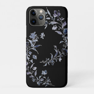Watercolor navy indigo floral chic iPhone 11 pro case