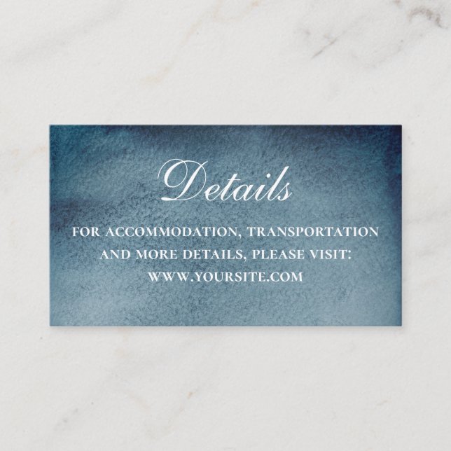 Watercolor navy nautical wedding. Blue details Enclosure Card (Front)