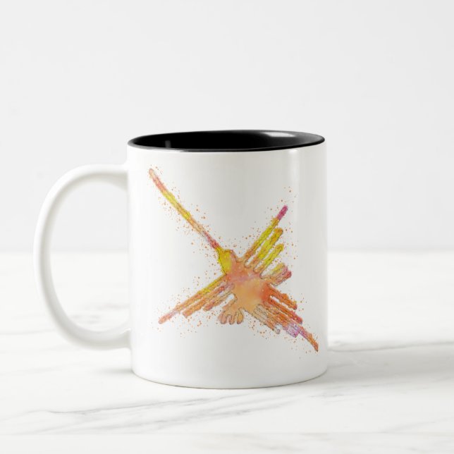 Watercolor Nazca Hummingbird Two-Tone Coffee Mug (Left)