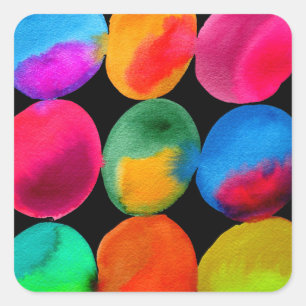 Watercolor neon pattern abstract art bright colour square sticker