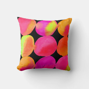 Watercolor neon spots pop art cushion