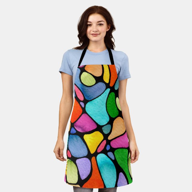 Watercolor Neurographic Art Apron (Worn)