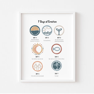 Watercolor neutral 7 days of creation poster