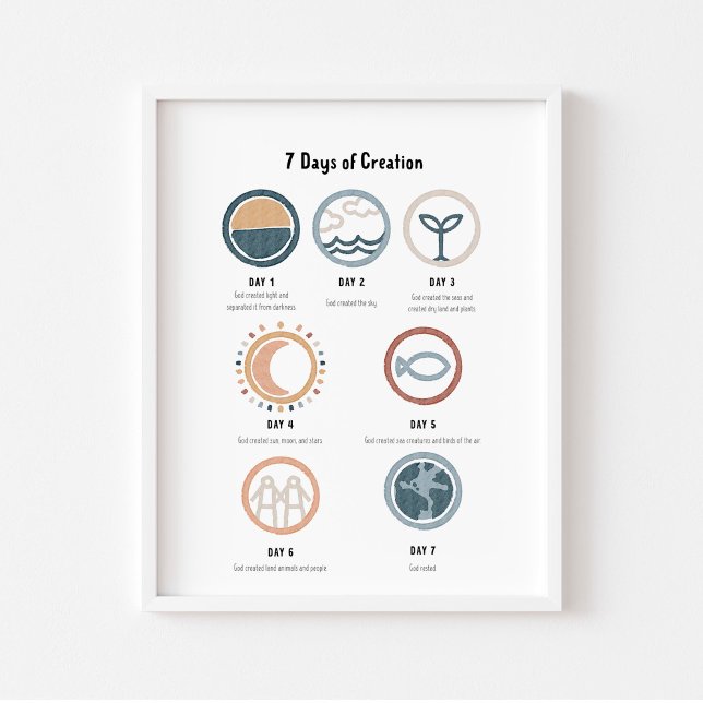 Watercolor neutral 7 days of creation poster (Creator Uploaded)