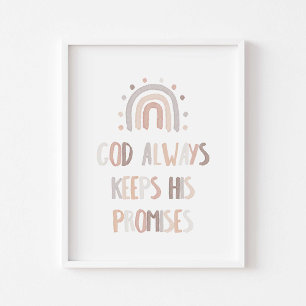 Watercolor neutral God keep his promises poster