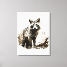 Watercolor Neutral sepia colours wild animals fox