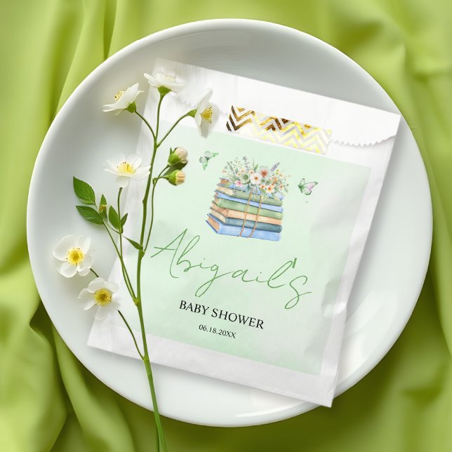 Watercolor New Chapter Begins green baby shower Favour Bag (Creator Uploaded)