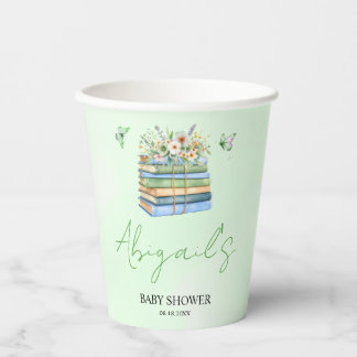 Watercolor New Chapter Begins green baby shower Paper Cups