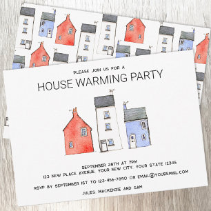 Watercolor New Home House Warming Party Invitation