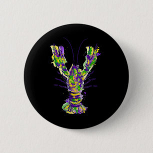 Watercolor New Orleans Mardi Gras Crawfish 6 Cm Round Badge