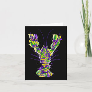 Watercolor New Orleans Mardi Gras Crawfish Card