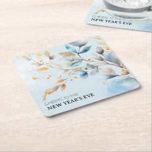Watercolor New Year's Eve Party Square Paper Coaster