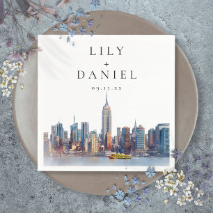 Watercolor New York City Destination Wedding Napkin