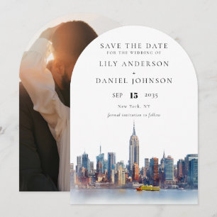 Watercolor New York City  Photo Wedding Arch Save The Date