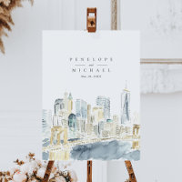 Watercolor New York City Skyline Wedding