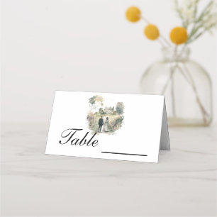 Watercolor Newly Married Couple Place Card