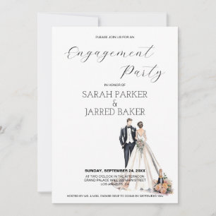 Watercolor Newlyweds Engagement Invitation
