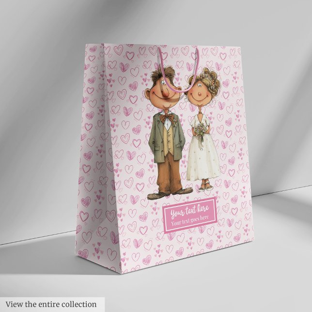 Watercolor newlyweds gift bag for wedding (Watercolor newlyweds gift bag for wedding)