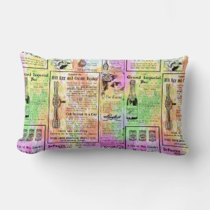 Watercolor Newspaper Lumbar Cushion