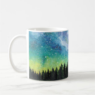 Watercolor night landscape, Milky Way Coffee Mug