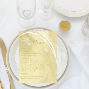 Watercolor Noelle Gold with Snow Wedding Menu