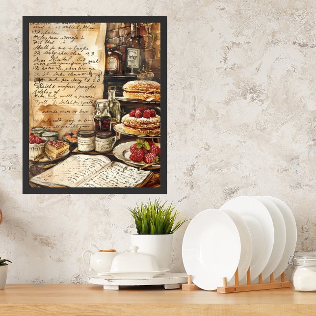 Watercolor Nostaligic Dessert Recipes Kitchen Art Poster (Creator Uploaded)