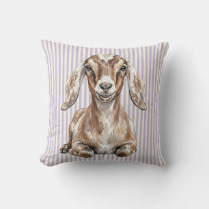 Watercolor Nubian Goat Farmhouse Decor Pillow Cove