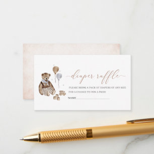  Watercolor Nursery Vintage Teddy Bear baby shower Enclosure Card