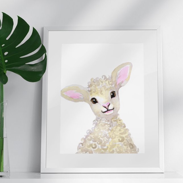 Watercolor Nursery Woodland Farm Baby Sheep Poster (Creator Uploaded)