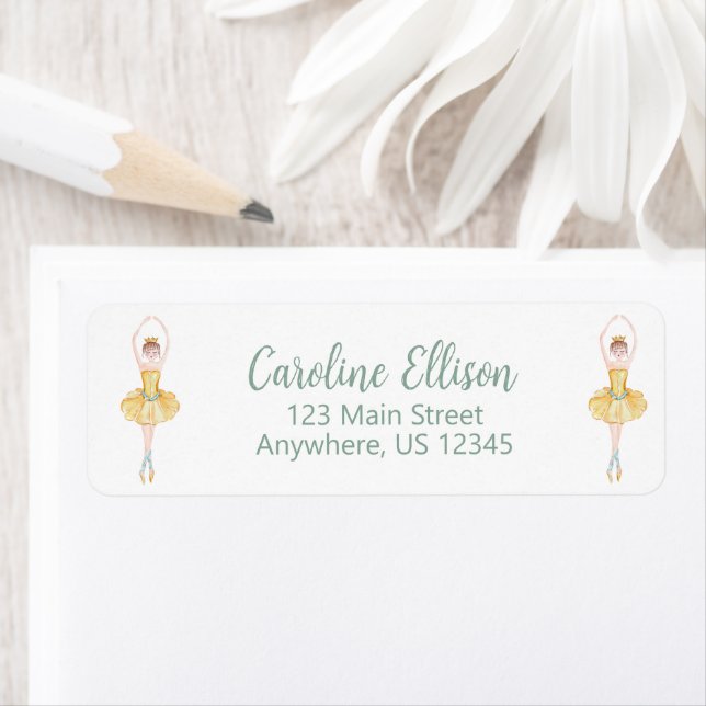 Watercolor Nutcracker Ballet Ballerina Return Address Label (Insitu)
