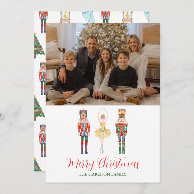 Watercolor Nutcracker Ballet Christmas Holiday Card (Front/Back)