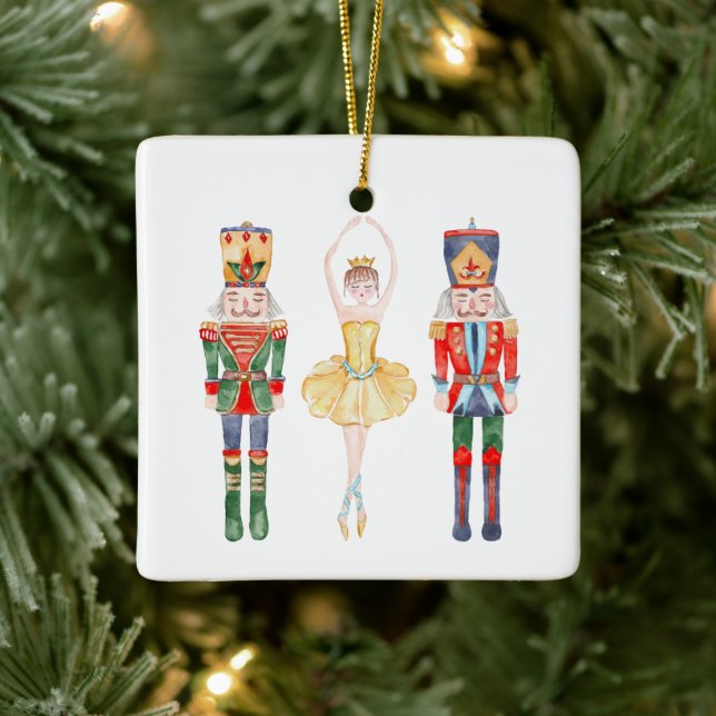 Watercolor Nutcracker Ballet Personalised Ceramic Ornament (Tree)
