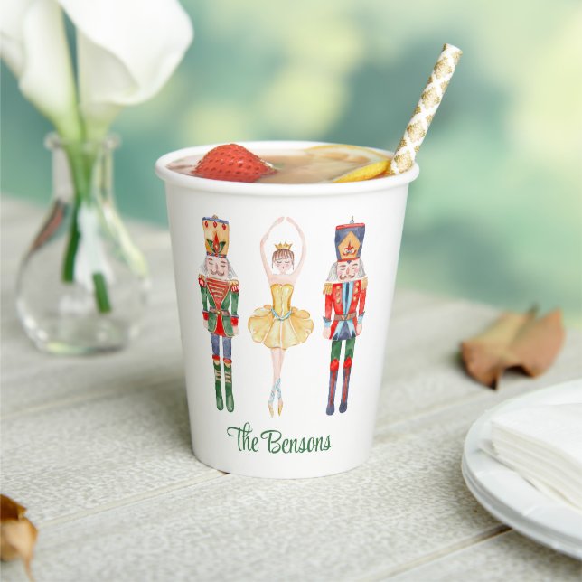 Watercolor Nutcracker Ballet Personalised Paper Cups (Insitu)